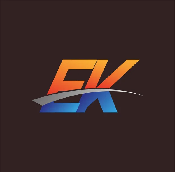 Anfangsbuchstabe Logo Firmenname Farbig Orange Und Blau Und Swoosh Design — Stockvektor