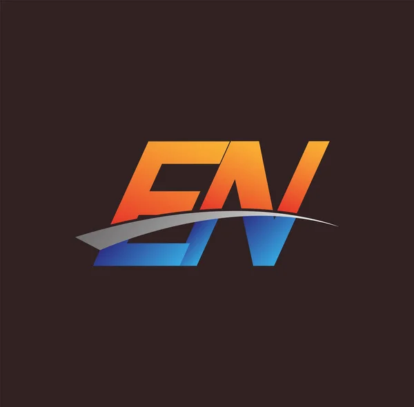 Lettre Initiale Logotype Nom Entreprise Couleur Orange Bleu Swoosh Design — Image vectorielle