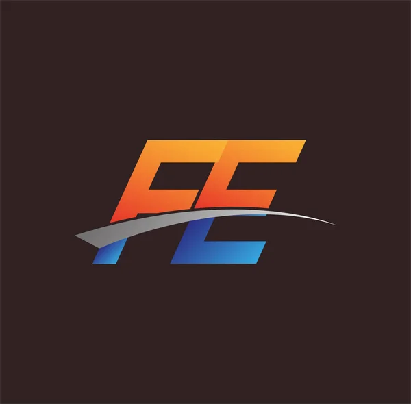 Beginletter Logotype Bedrijfsnaam Gekleurd Oranje Blauw Swoosh Ontwerp Vectorlogo Voor — Stockvector