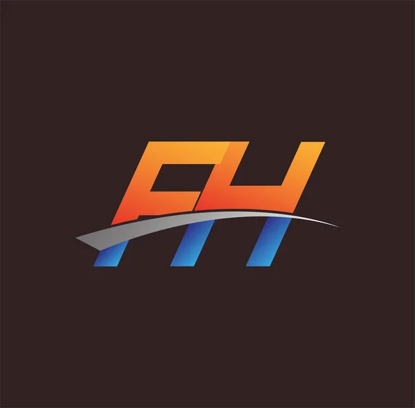 Harf Logotype Şirketi Adı Turuncu Mavi Swoosh Tasarımı Şirket Kimliği — Stok Vektör