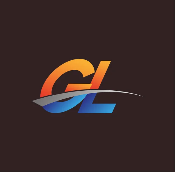 Första Bokstaven Logotyp Företagsnamn Färgad Orange Och Blå Och Swoosh — Stock vektor