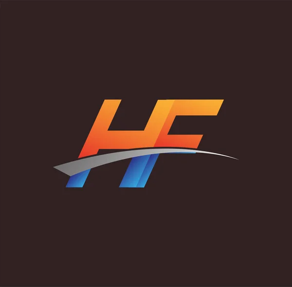 Initial Bokstav Logotyp Företagsnamn Färgad Orange Och Blå Och Swoosh — Stock vektor