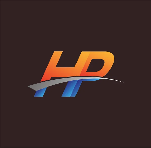 Lettre Initiale Logotype Nom Entreprise Couleur Orange Bleu Swoosh Design — Image vectorielle