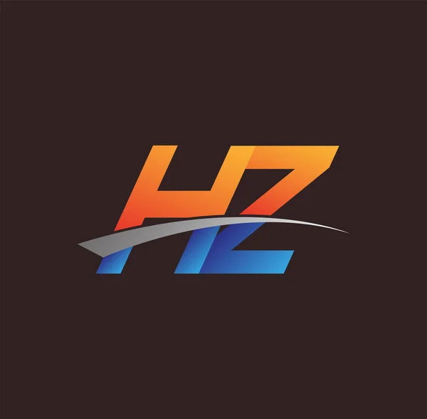 Letra Inicial Logotipo Nombre Empresa Color Naranja Azul Swoosh Diseño — Archivo Imágenes Vectoriales