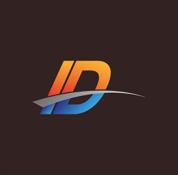 Lettre Initiale Logotype Nom Entreprise Couleur Orange Bleu Design Swoosh — Image vectorielle