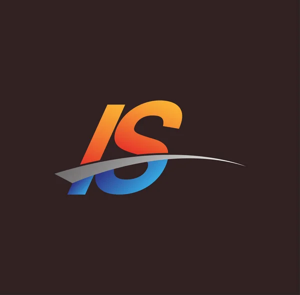 Lettre Initiale Est Logotype Nom Entreprise Couleur Orange Bleu Swoosh — Image vectorielle