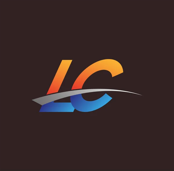 Första Bokstaven Logotyp Företagsnamn Färgad Orange Och Blå Och Swoosh — Stock vektor