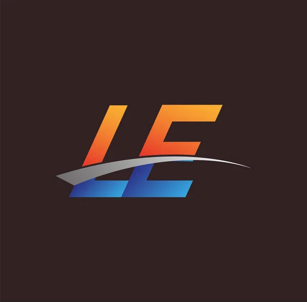 Letra Inicial Logotipo Nombre Empresa Color Naranja Azul Swoosh Diseño — Archivo Imágenes Vectoriales