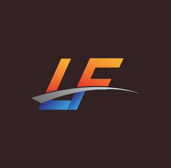 Letra Inicial Logotipo Nombre Empresa Color Naranja Azul Swoosh Diseño — Vector de stock