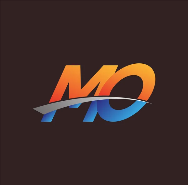 Lettre Initiale Logotype Nom Entreprise Couleur Orange Bleu Design Swoosh — Image vectorielle
