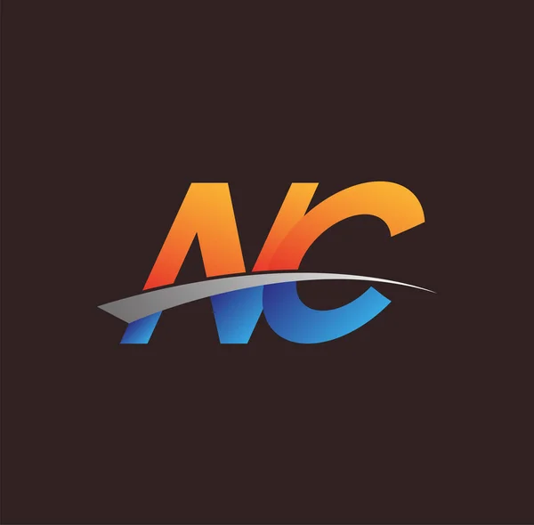 Начальная Буква Логотип Название Компании Цветной Оранжевый Синий Swoosh Дизайн — стоковый вектор