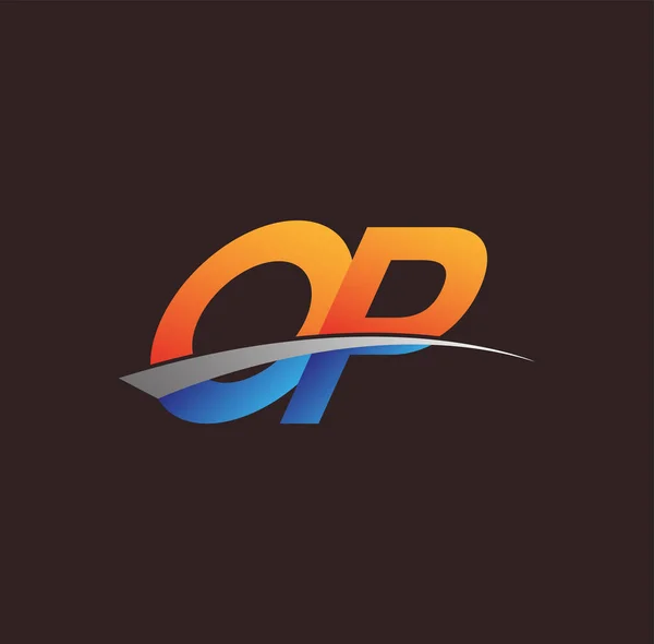 Alkuperäinen Kirjain Logotyyppi Yrityksen Nimi Värillinen Oranssi Sininen Swoosh Suunnittelu — vektorikuva