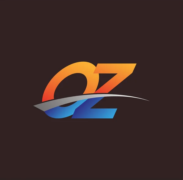 Letra Inicial Logotipo Nombre Empresa Color Naranja Azul Swoosh Diseño — Vector de stock