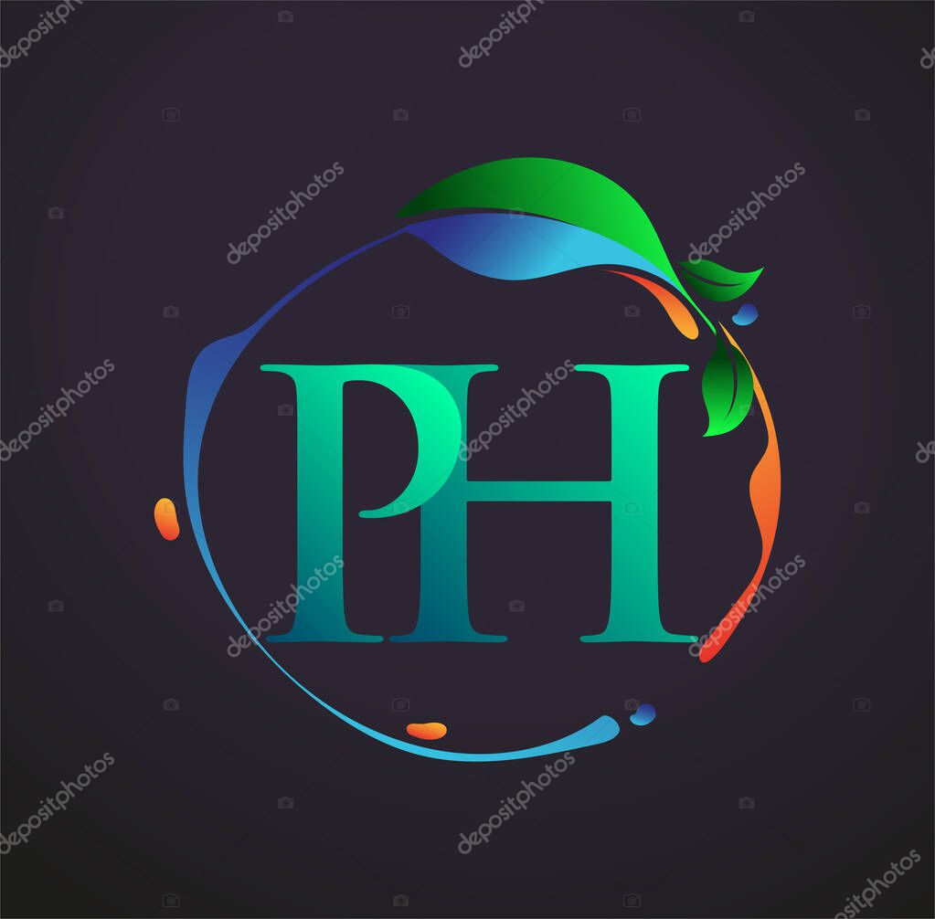 Initial Letter PH With nature elements Logo, colorful nature and environment logo. vector logo for business and company identity.