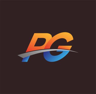 İlk harf PG logotype şirketi adı turuncu, mavi ve swoosh tasarımı. iş ve şirket kimliği için vektör logosu.