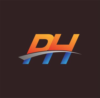 İlk harf PH logotype şirketi adı turuncu, mavi ve swoosh tasarımı. iş ve şirket kimliği için vektör logosu.