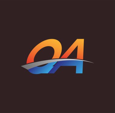 İlk harf QA logotype şirketi adı turuncu, mavi ve swoosh tasarımı. iş ve şirket kimliği için vektör logosu.