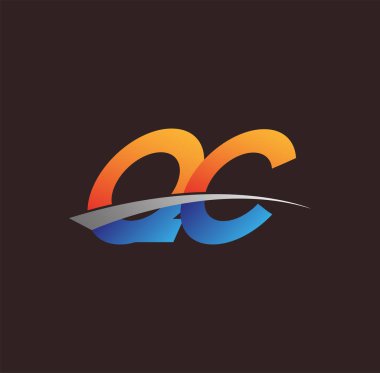 İlk harf QC logotype şirketi adı turuncu, mavi ve swoosh tasarımı. iş ve şirket kimliği için vektör logosu.