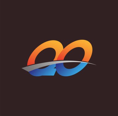 İlk harf QO logotype şirketi adı turuncu, mavi ve swoosh tasarımı. iş ve şirket kimliği için vektör logosu.