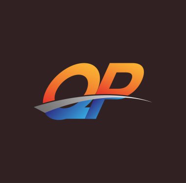 İlk harf QP logotype şirketi adı turuncu, mavi ve swoosh tasarımı. iş ve şirket kimliği için vektör logosu.