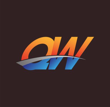 İlk harf QW logotype şirketi adı turuncu, mavi ve swoosh tasarımı. iş ve şirket kimliği için vektör logosu.