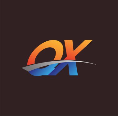 İlk harf QX logotype şirketi adı turuncu, mavi ve swoosh tasarımı. iş ve şirket kimliği için vektör logosu.