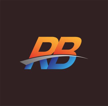 İlk harf RB logotype şirketi adı turuncu, mavi ve swoosh tasarımı. iş ve şirket kimliği için vektör logosu.