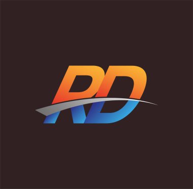 İlk harf RD logotype şirketi adı turuncu, mavi ve swoosh tasarımı. iş ve şirket kimliği için vektör logosu.