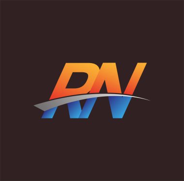 İlk harf RN logotype şirketi adı turuncu, mavi ve swoosh tasarımı. iş ve şirket kimliği için vektör logosu.