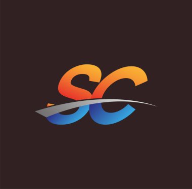 İlk harf SC logotype şirket adı turuncu, mavi ve swoosh tasarımı. iş ve şirket kimliği için vektör logosu.