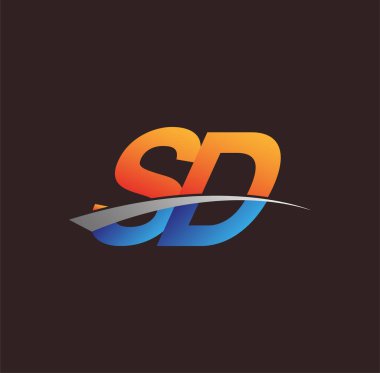 İlk harf SD logotype şirketi adı turuncu, mavi ve swoosh tasarımı. iş ve şirket kimliği için vektör logosu.