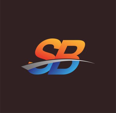 İlk harf SB logotype şirketi adı turuncu, mavi ve swoosh tasarımı. iş ve şirket kimliği için vektör logosu.