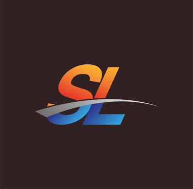 İlk harf SL logotype şirket adı turuncu, mavi ve swoosh tasarımı. iş ve şirket kimliği için vektör logosu.