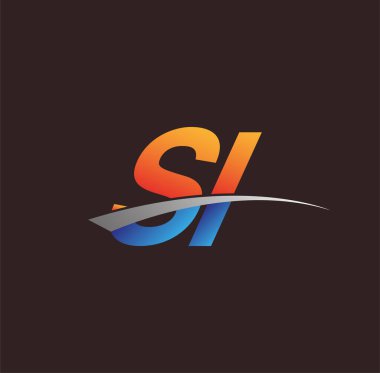 İlk harf SI logotype şirketi adı turuncu, mavi ve swoosh tasarımı. iş ve şirket kimliği için vektör logosu.