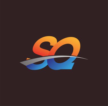 İlk harf SQ logotype şirketi adı turuncu, mavi ve swoosh tasarımı. iş ve şirket kimliği için vektör logosu.