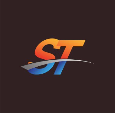 İlk harf ST logotype şirket adı turuncu, mavi ve swoosh tasarımı. iş ve şirket kimliği için vektör logosu.