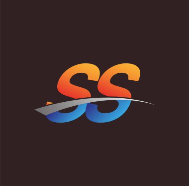İlk harf SS logotype şirketi adı turuncu, mavi ve swoosh tasarımı. iş ve şirket kimliği için vektör logosu.