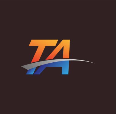 İlk harf TA logotype şirketi adı turuncu, mavi ve swoosh tasarımı. iş ve şirket kimliği için vektör logosu.