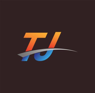 İlk harf TJ logotype şirketi adı turuncu, mavi ve swoosh tasarımı. iş ve şirket kimliği için vektör logosu.
