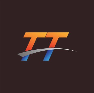 İlk harf TT logotype şirketi adı turuncu, mavi ve swoosh tasarımı. iş ve şirket kimliği için vektör logosu.