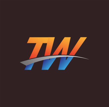 İlk harf TW logotype şirketi adı turuncu, mavi ve swoosh tasarımı. iş ve şirket kimliği için vektör logosu.