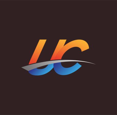 İlk harf UC logotype şirketi adı turuncu, mavi ve swoosh tasarımı. iş ve şirket kimliği için vektör logosu.