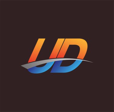 İlk harf UD logotype şirketi adı turuncu, mavi ve swoosh tasarımı. iş ve şirket kimliği için vektör logosu.