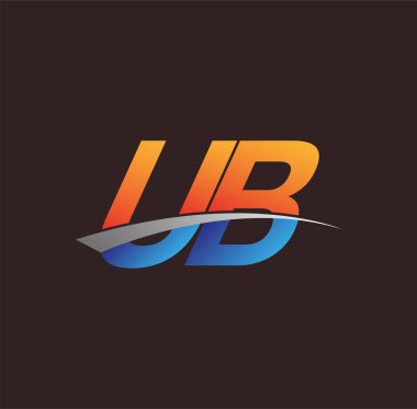 İlk harf UB logotype şirketi adı turuncu, mavi ve swoosh tasarımı. iş ve şirket kimliği için vektör logosu.