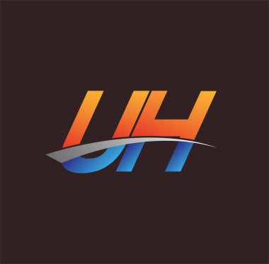 İlk harf UH logotype şirketi adı turuncu, mavi ve swoosh tasarımı. iş ve şirket kimliği için vektör logosu.