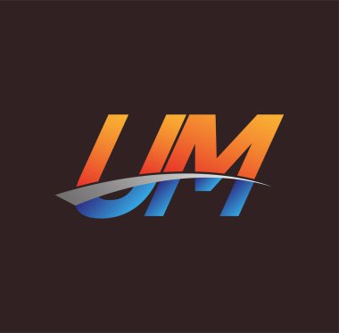 İlk harf UM logotype şirketi adı turuncu, mavi ve swoosh tasarımı. iş ve şirket kimliği için vektör logosu.