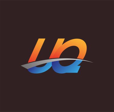 İlk harf UQ logotype şirketi adı turuncu, mavi ve swoosh tasarımı. iş ve şirket kimliği için vektör logosu.
