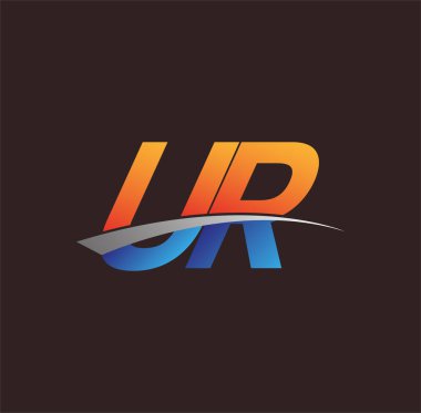 İlk harf UR logotype şirketi adı turuncu, mavi ve swoosh tasarımı. iş ve şirket kimliği için vektör logosu.