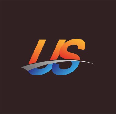 İlk harfi US logotype şirketi. Renkli turuncu, mavi ve swoosh tasarımı. iş ve şirket kimliği için vektör logosu.