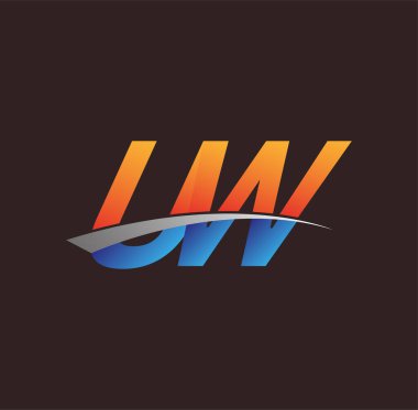 İlk harf UW logotype şirketi adı turuncu, mavi ve swoosh tasarımı. iş ve şirket kimliği için vektör logosu.